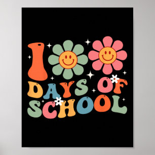 100th Day Of School Teacher Retro Kids 100 Days Of Poster