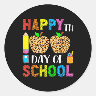 100th Day Of School Teacher Student Leopard 100 Da Classic Round Sticker