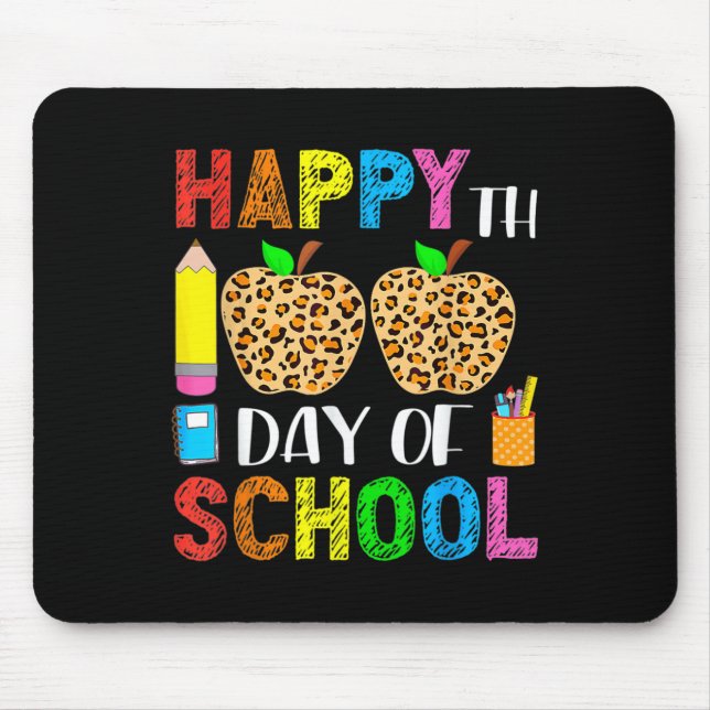 100th Day Of School Teacher Student Leopard 100 Da Mouse Mat (Front)