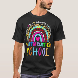 100th Day Of School Teacher Student Rainbow Leopar T-Shirt