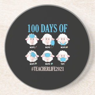 100th Day Of School Teacher Teacherlife 2021 Sheep Coaster