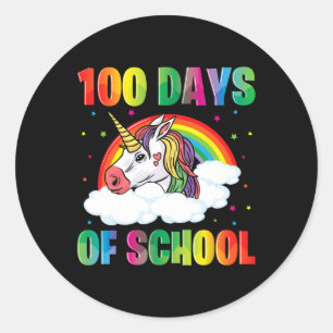 100th Day Of School Teacher Unicorn Kids 100 Days Classic Round Sticker