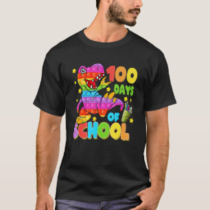 100th Day of School Teachers 100 Days Dino Pop Pin T-Shirt