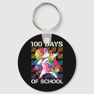 100th Day Of School Teachers 100 Days Unicorn Key Ring