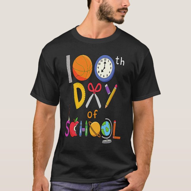 100th Day of School Teachers and Students Survived T-Shirt (Front)