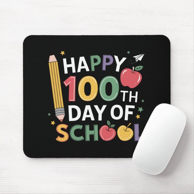 100th Day of School Teachers Happy 100 Days Mouse Mat (With Mouse)