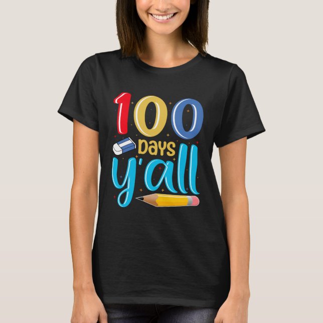 100th Day of School Teachers Kids Child Boys Happy T-Shirt (Front)