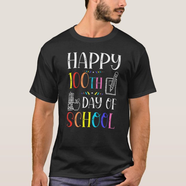 100th Day of School Teachers Kids Child Happy 100  T-Shirt (Front)