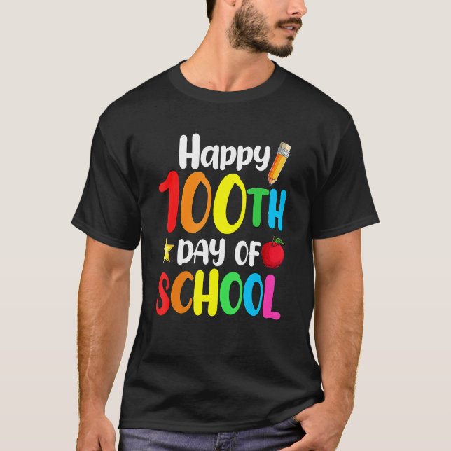 100th Day Of School Teachers Kids Child Happy 100  T-Shirt (Front)