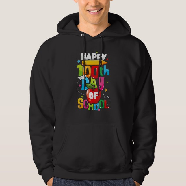 100th Day of School   Teachers Kids Happy 100 Days Hoodie (Front)