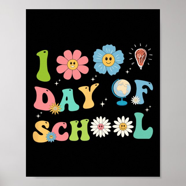 100th Day Of School Teachers Kids Happy 100 Days O Poster (Front)