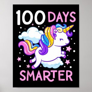 100th Day of School Unicorn 100 Days Smarter Kinde Poster