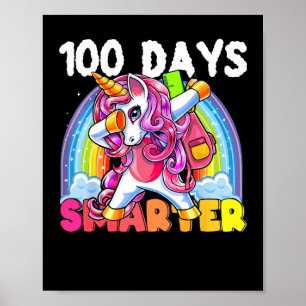 100th Day Of School Unicorn 100 Days Smarter Kinde Poster