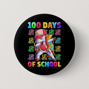 100th Day of School Unicorn for Girls Kids Happy 1 6 Cm Round Badge