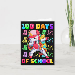 100th Day Of School Unicorn For Girls Kids Happy 1 Card