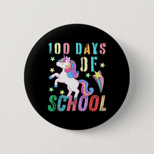 100th Day Of School Unicorn Kids 100 Days Smarter  6 Cm Round Badge