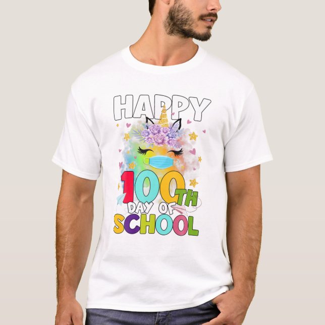 100th Day Of School Unicorn T-Shirt (Front)
