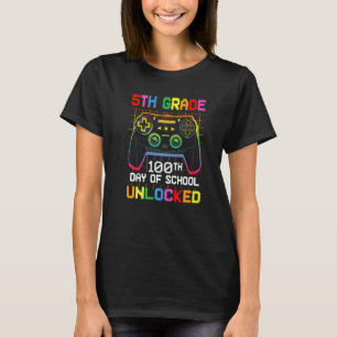 100th day Of School Unlocked 5th Grade Gamer Video T-Shirt