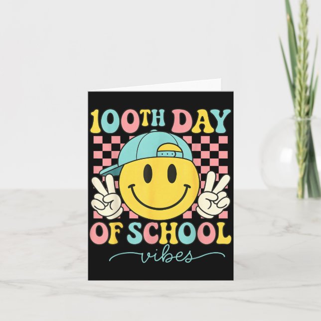 100th Day Of School Vibes 100 Days Teacher Boy Gir Card (Front)