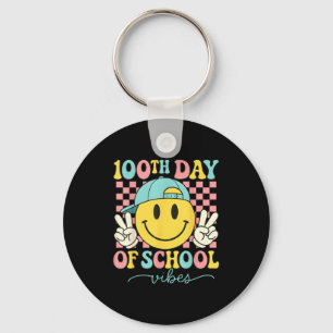 100th Day Of School Vibes 100 Days Teacher Boy Gir Key Ring