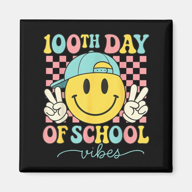 100th Day Of School Vibes 100 Days Teacher Boy Gir Magnet (Front)