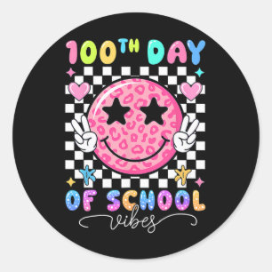 100th Day Of School Vibes Cute Smile Face 100 Days Classic Round Sticker