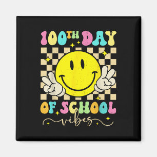 100th Day Of School Vibes Cute Smile Face 100 Days Magnet