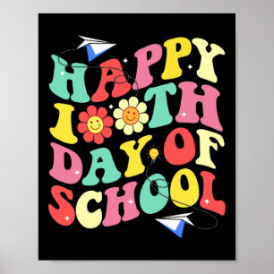 100th Day Of School Vintage Groovy Student Kid Tea Poster