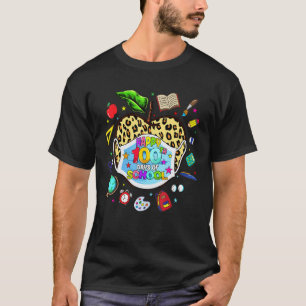 100th Day Of School Virtual Apple Leopard Mask Tea T-Shirt