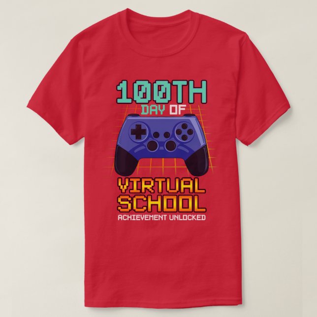 100th Day of Virtual School Funny Learning Boys Ga T-Shirt (Design Front)