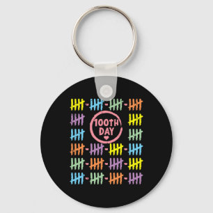 100th Day Rainbow Lines Tally Marks 100 Days Of Sc Key Ring