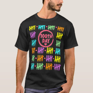 100th Day Rainbow Lines Tally Marks 100 Days Of Sc T-Shirt