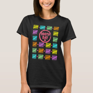 100th Day Rainbow Lines Tally Marks 100 Days Of Sc T-Shirt