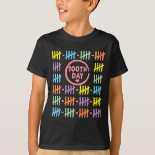 100th Day Rainbow Lines Tally Marks 100 Days Of Sc T-Shirt