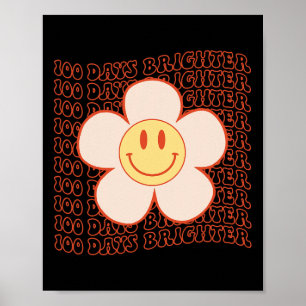 100th Day School Retro Groovy Happy Face 100 Days Poster