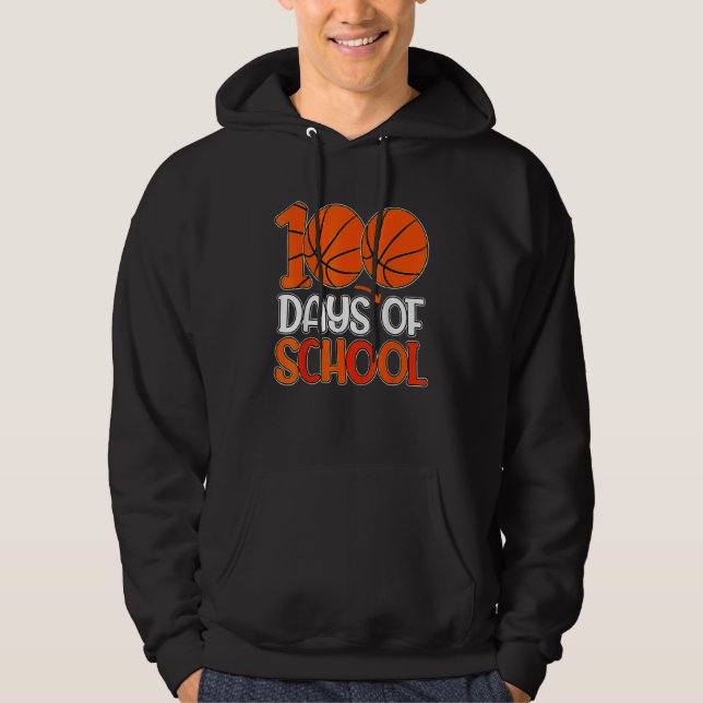 100th Day Student Boys Girls Basketball 100 Days O Hoodie (Front)