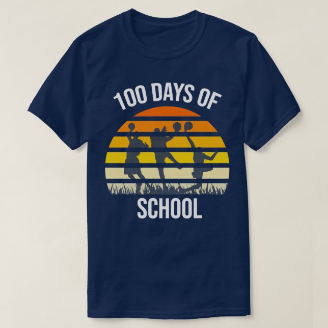 100th Day Student Boys Girls Basketball 100 Days O T-Shirt (Design Front)