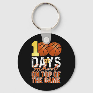 100th Day Students Boys Girls Bysketbyll 100 Days Key Ring