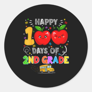 100th Days Of 2nd Grade 100 Days Toddler Girl Classic Round Sticker