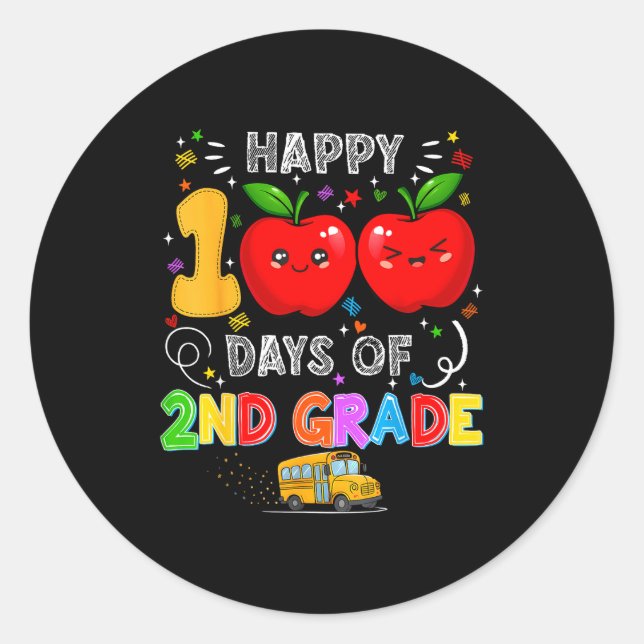 100th Days Of 2nd Grade 100 Days Toddler Girl  Classic Round Sticker (Front)