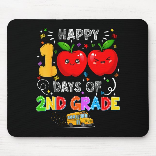 100th Days Of 2nd Grade 100 Days Toddler Girl  Mouse Mat (Front)