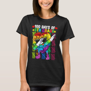 100th Days Of 8th Grade Dabbing Colourful Fidget T T-Shirt