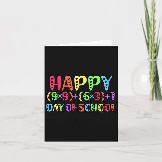 100th Days Of School Math Teacher Rainbow 100 Days Card (Front)