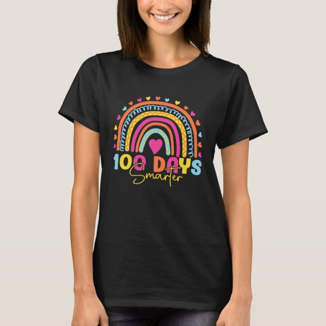 100th Days Of School Teacher 100 Days Smarter Cute T-Shirt (Front)