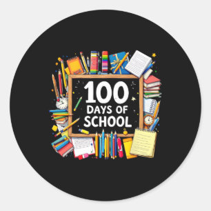 100th Days Of School Teacher Kids Happy 100 Day Sm Classic Round Sticker