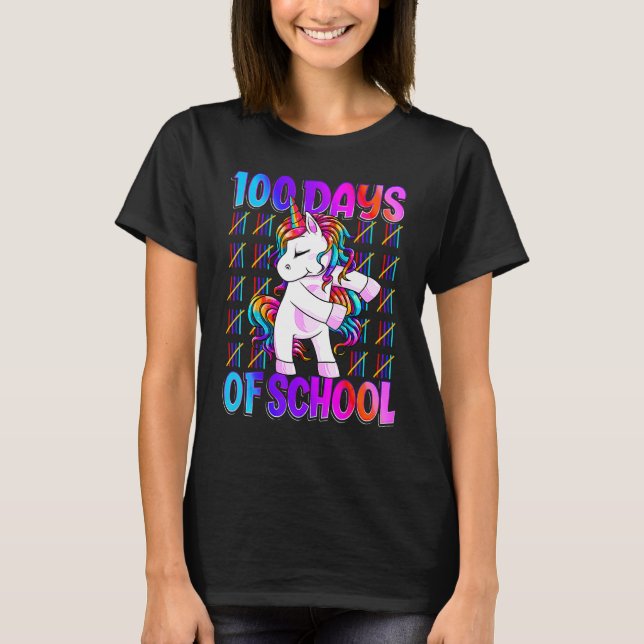 100th Days Of School Unicorn 100 Days Smarter 100t T-Shirt (Front)