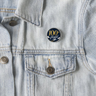 100th flight gold aeroplane travel souvenir 3 cm round badge