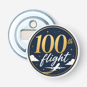 100th flight gold aeroplane travel souvenir bottle opener