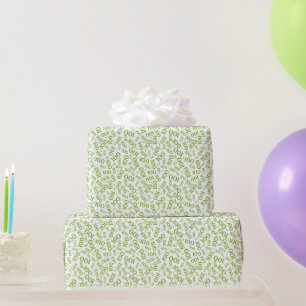 100th Green/White Random Number Pattern Small Wrapping Paper