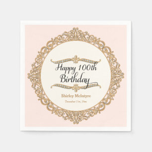 100th Happy Birthday Party Celebration Round Decor Napkin